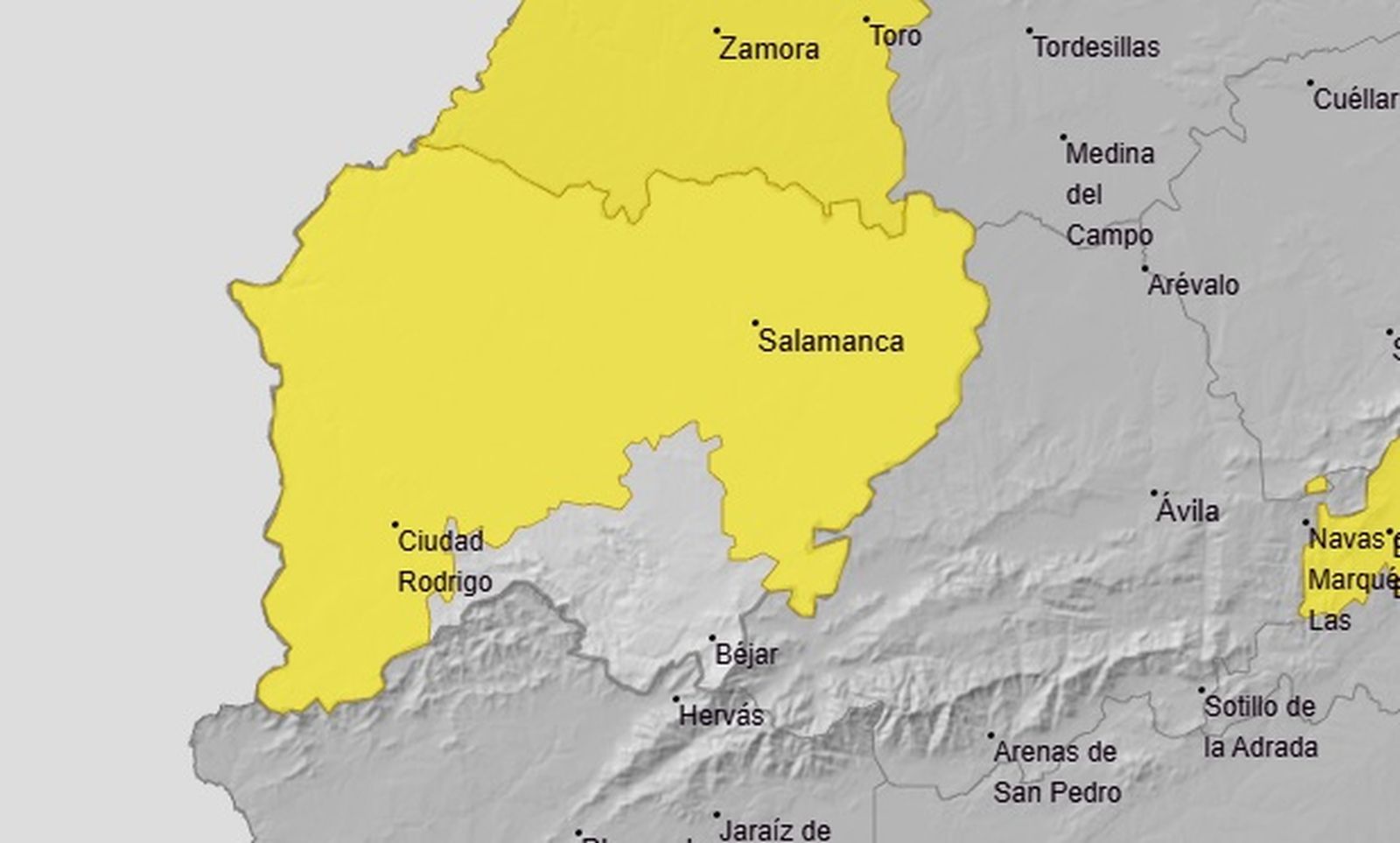 Aviso amarillo por rachas de viento en la provincia de Salamanca