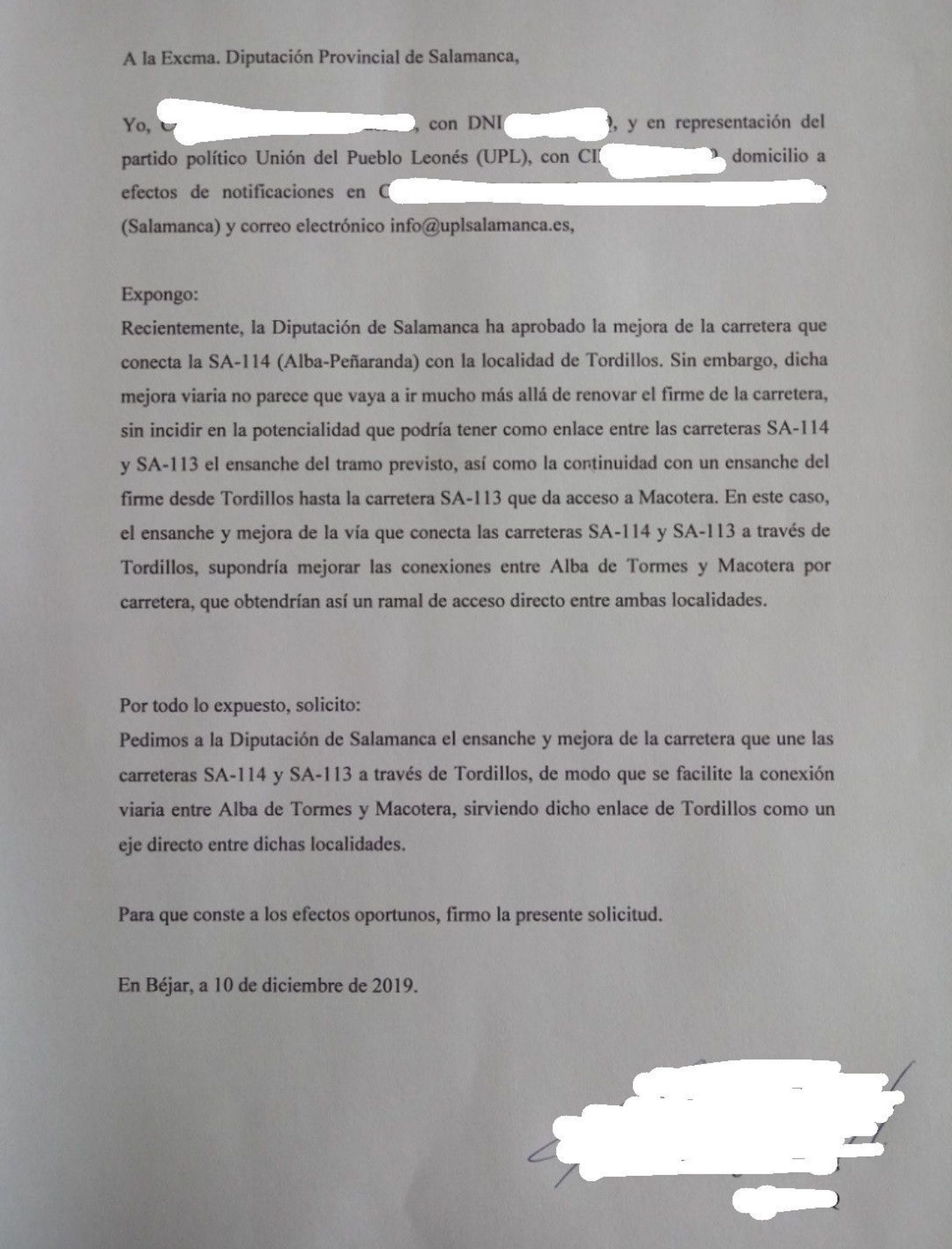 Tordillos escrito registrado dipu