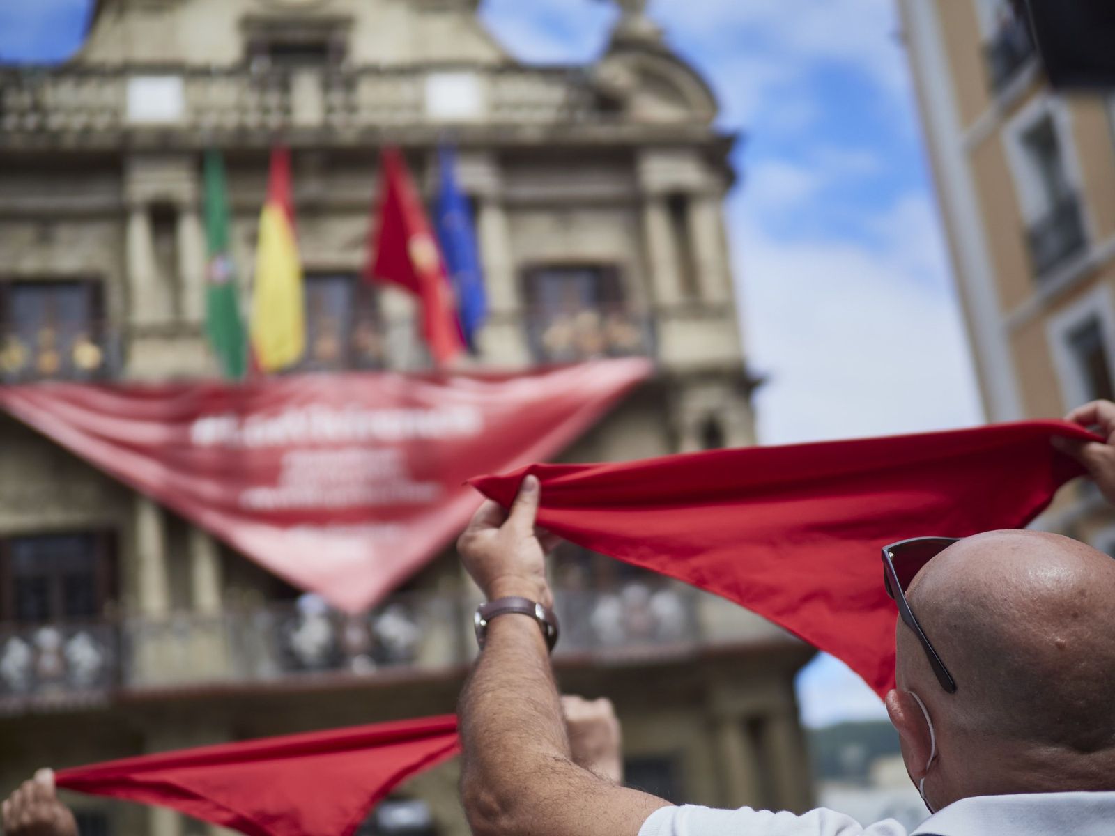 Imagen del tradicional chupinazo de los Sanfermines