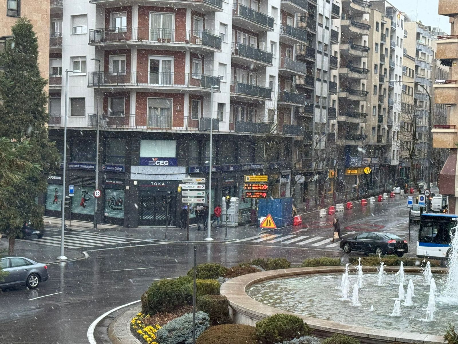 Nieve en la Puerta Zamora de Salamanca