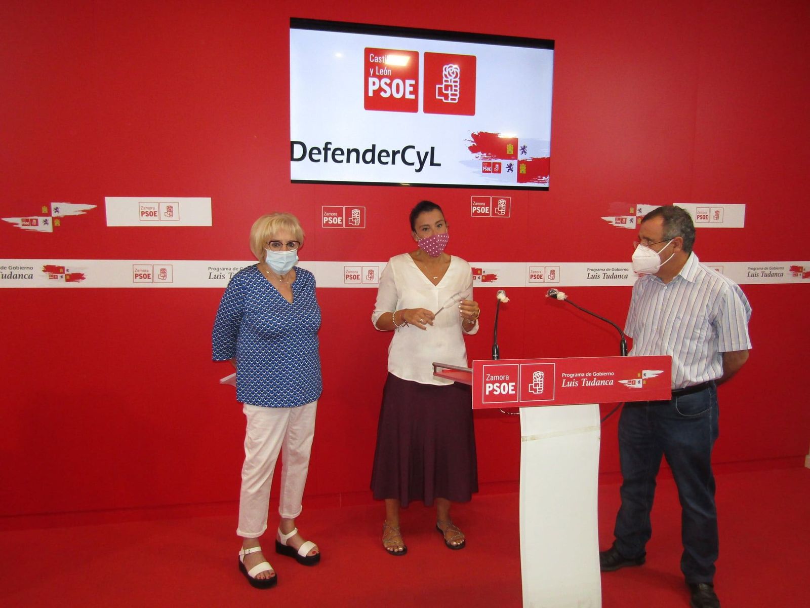 PSOE Zamora. 05 09 2020 RdP Ana Sánchez, JI Martín Benito e I. García Rioja