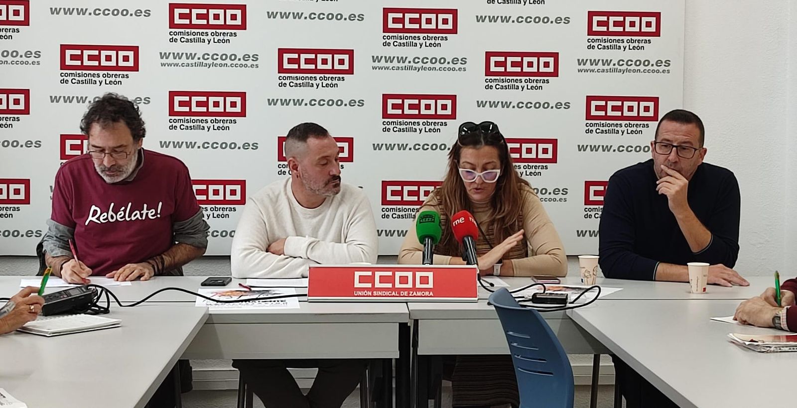 Presentación de la movilización Respeto que se celebrará en León el 23 de noviembre. CCOO, Movimiento Sumar, Izquierda Unida y PSOE
