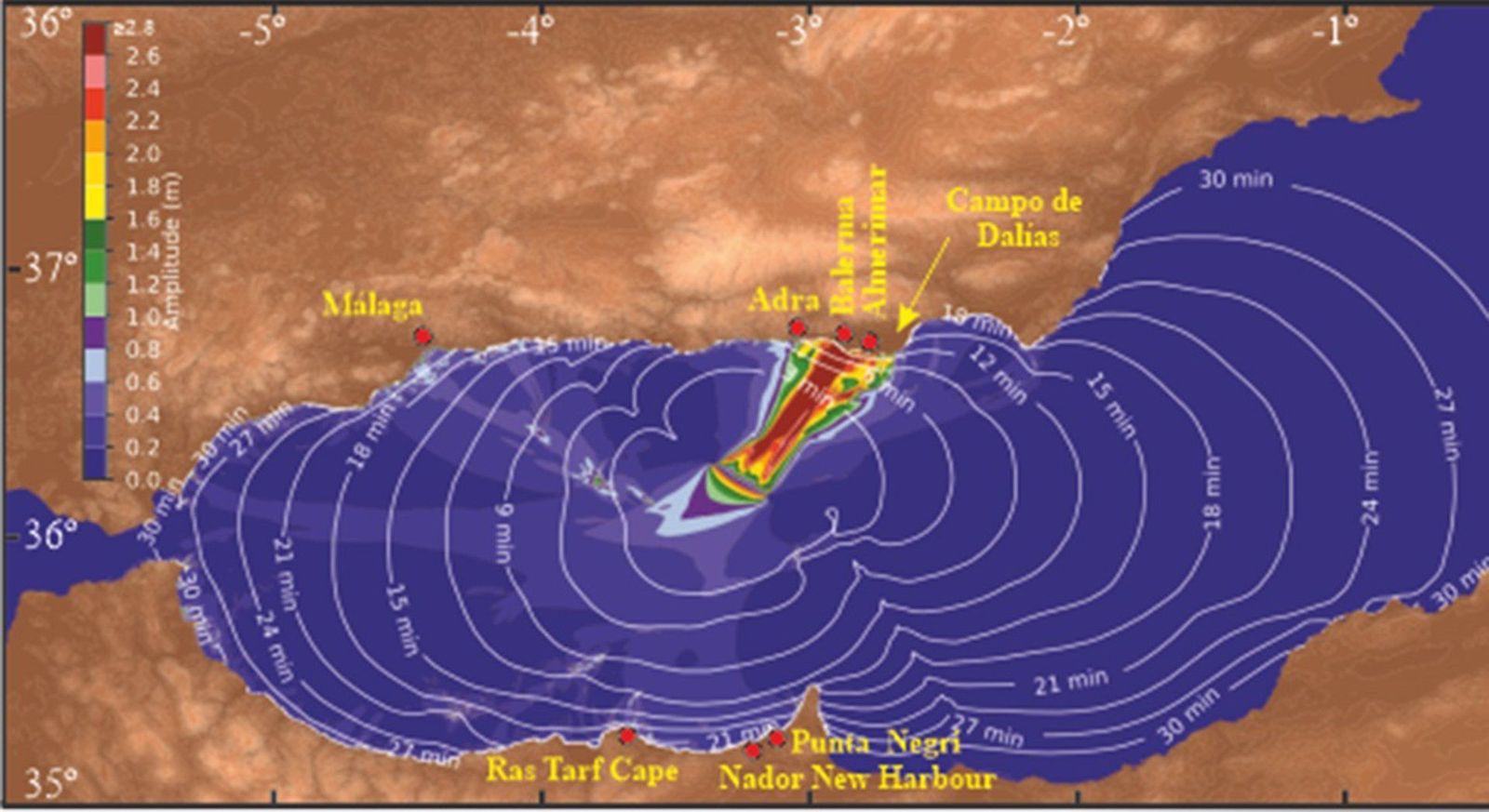 Modelo de propagación del tsunami y áreas del litoral que se verían afectadas   ICM CSIC   Archivo