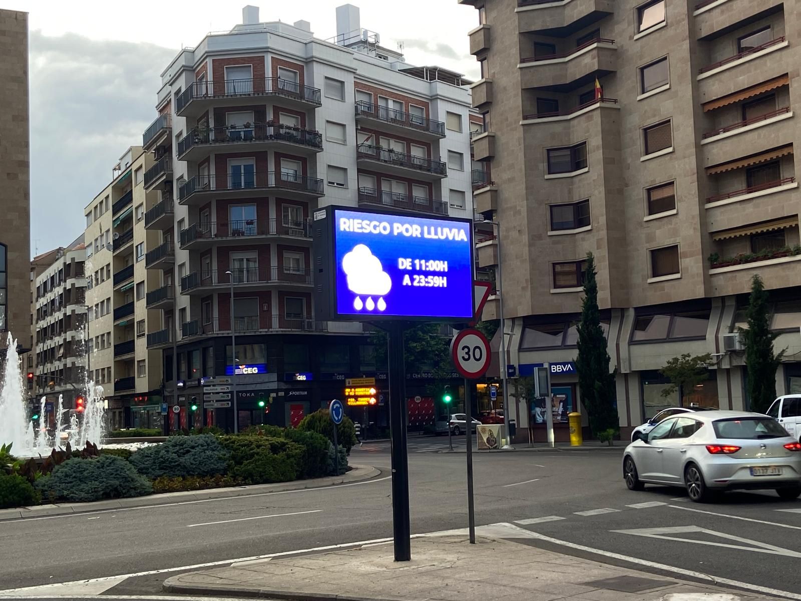 Cartel de riesgo por lluvia extrema en Salamanca