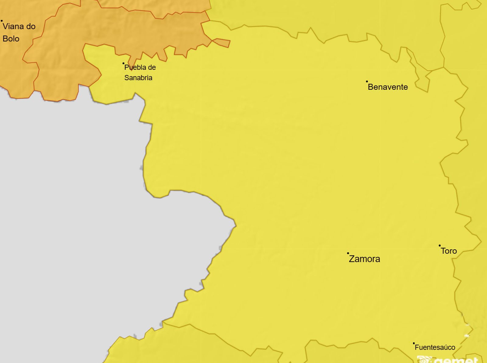 Mapa de AEMET en Zamora para este viernes