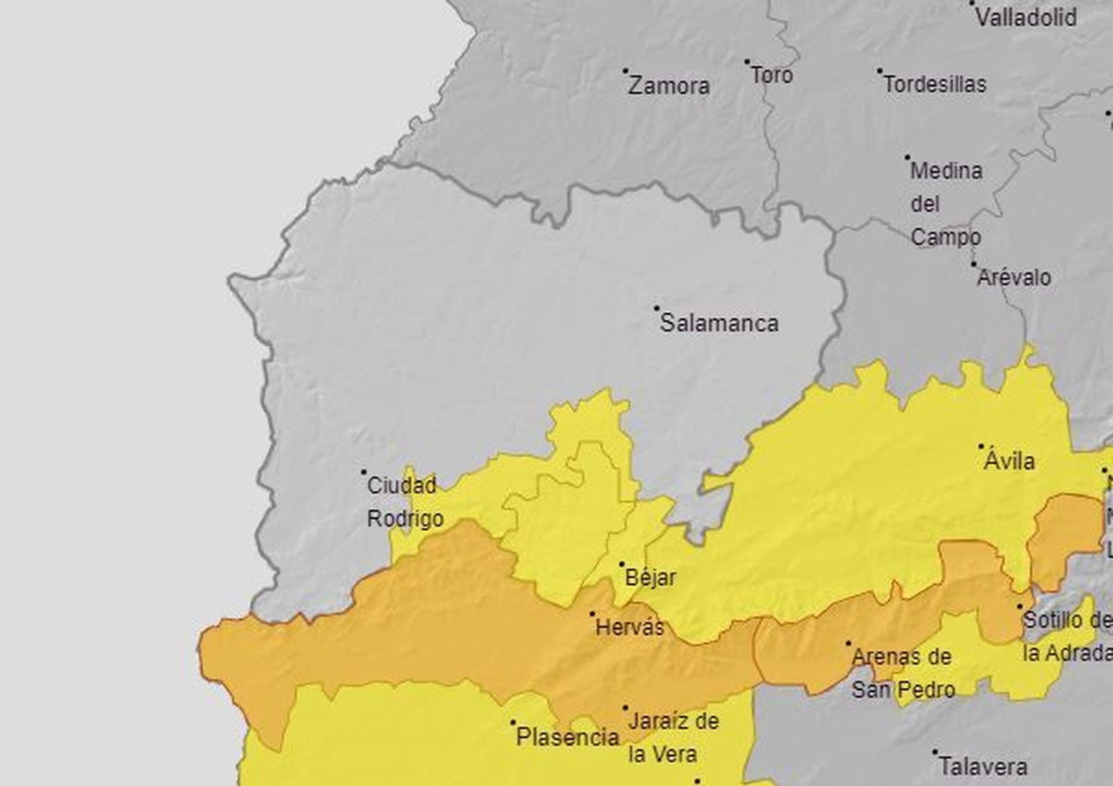La provincia de Salamanca en riesgo amarillo por lluvias este jueves