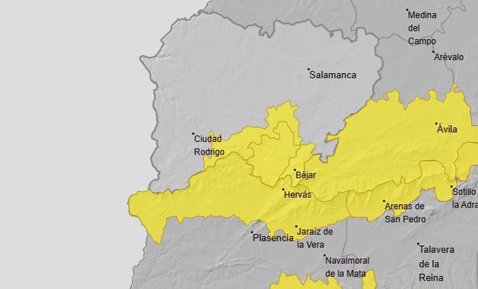 Aviso amarillo en Salamanca durante este viernes, 2 de mayo