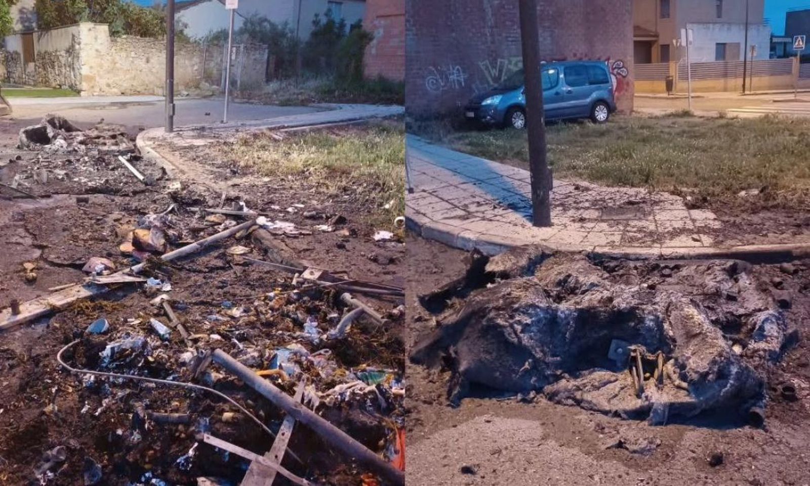 Vandalismo en Zamora: contenedores calcinados y árboles destrozados