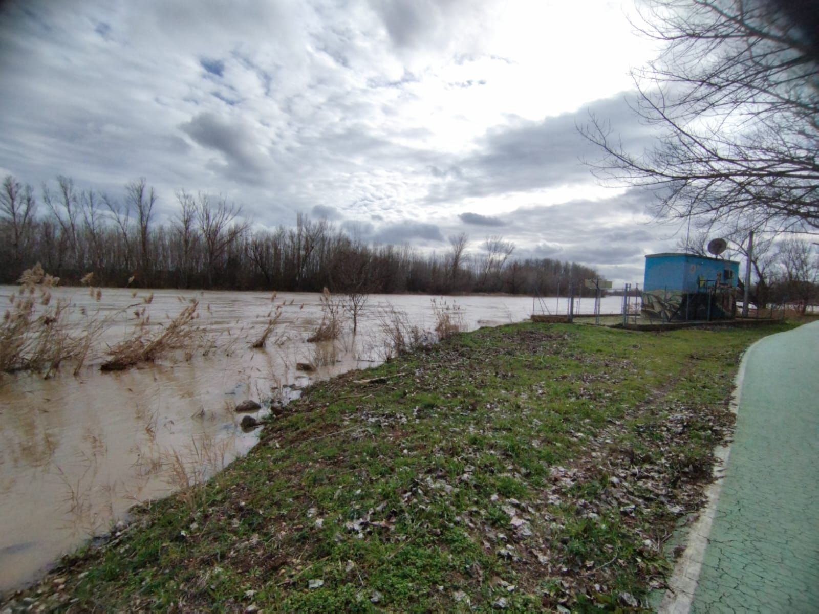 Imagen de la crecida del Duero sobre el carril bici de Zamora capital