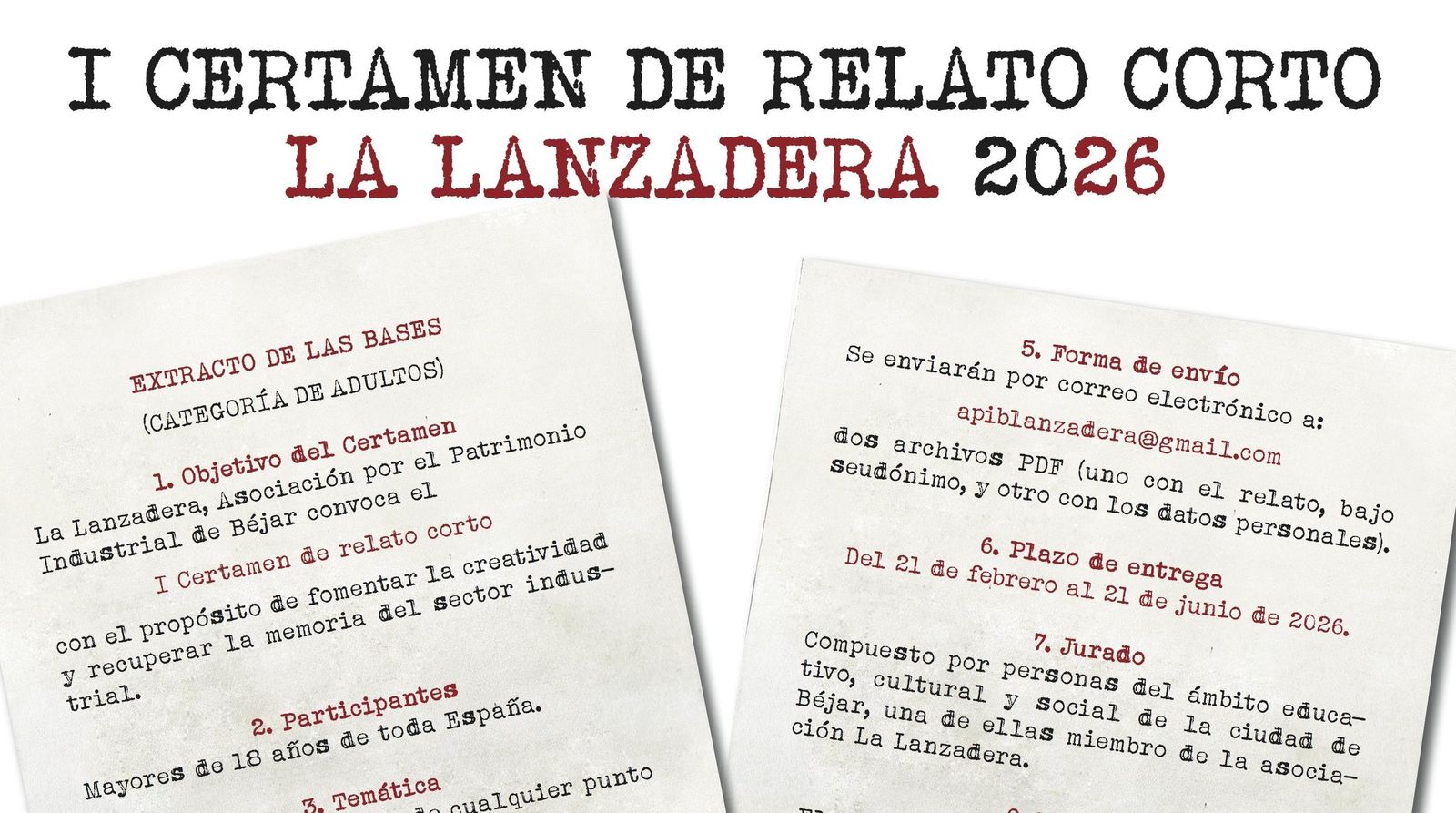 I Certamen de relato corto La Lanzadera 2026