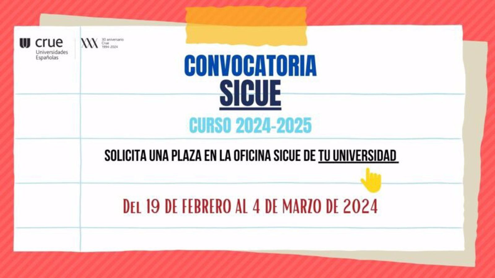 CRUE abre el plazo de solicitud del programa de movilidad SICUE para el curso 2024 2025