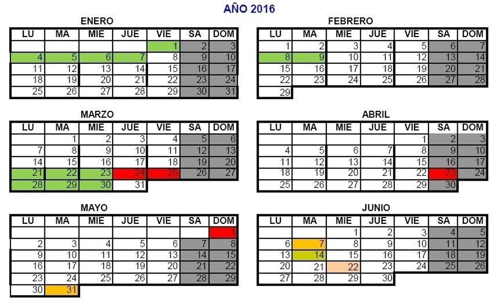 Calendario del curso escolar 2015-2016