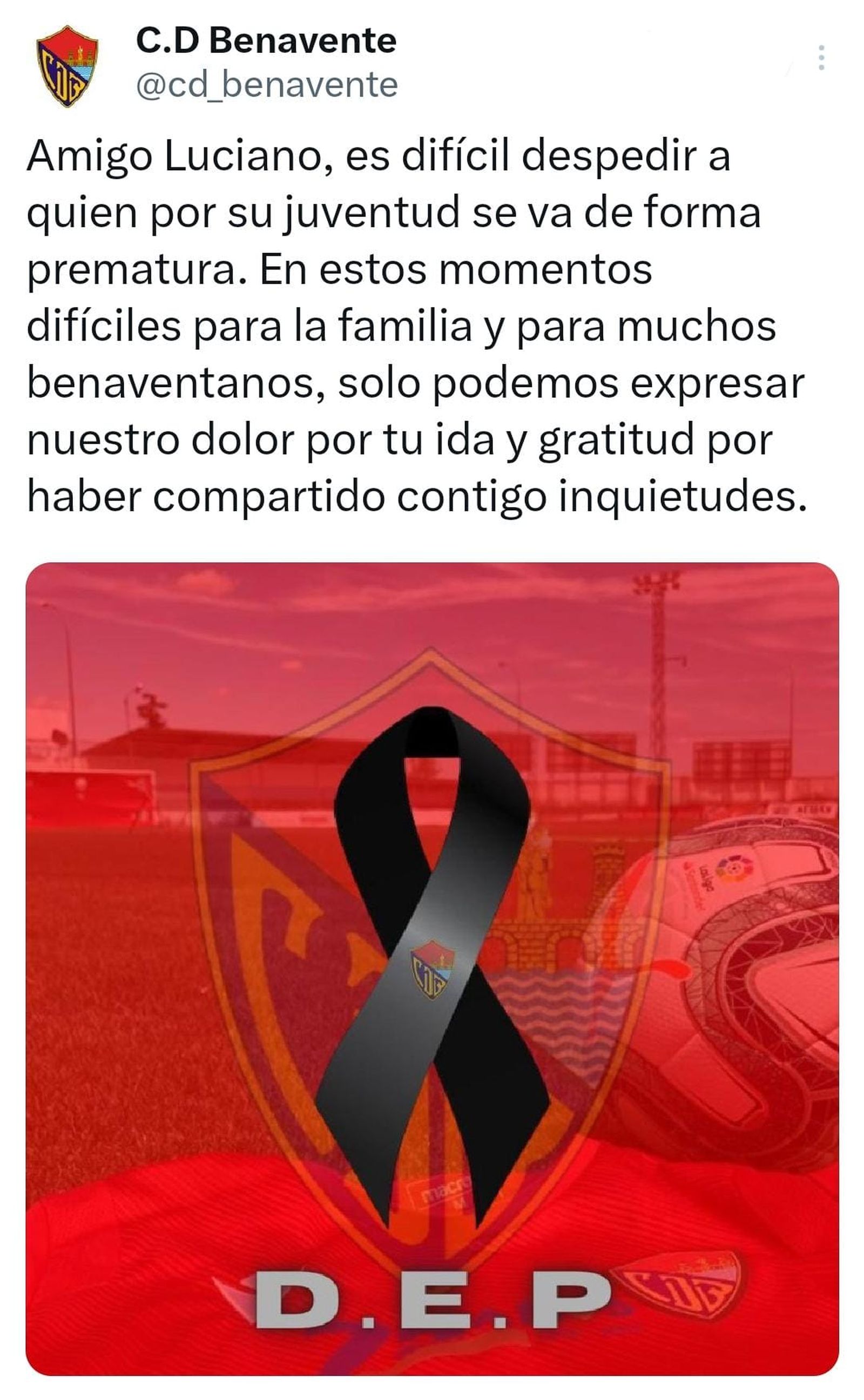 Condolencias CD Benavente