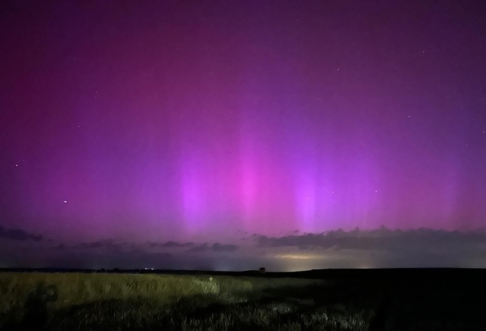 Aurora boreal en Salamanca. Foto vía Twitter Meteosalamanca