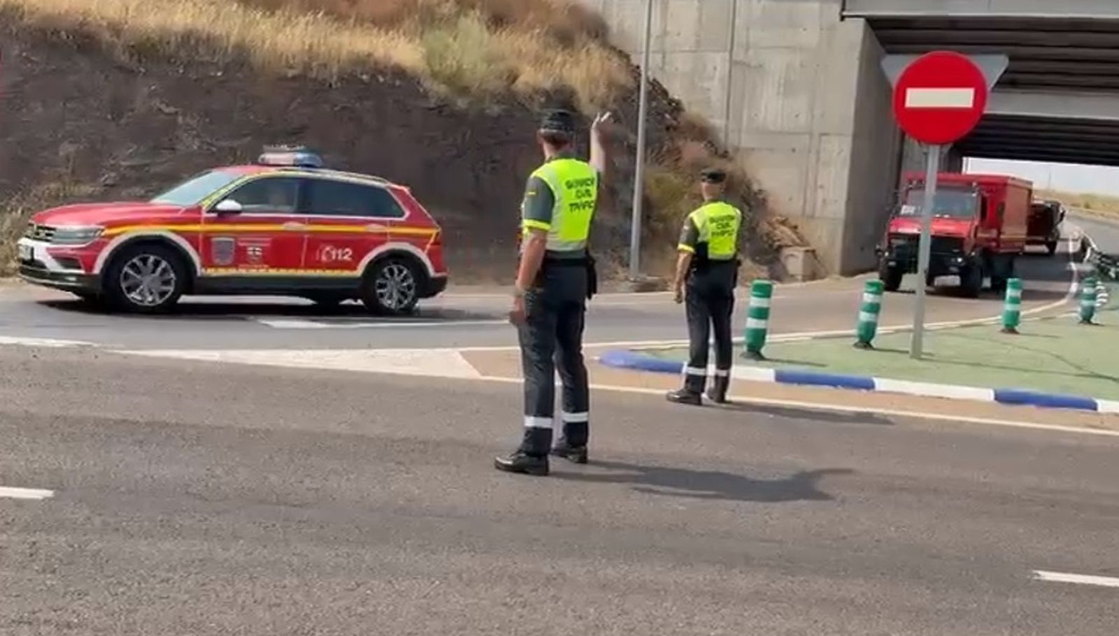 Bomberos de Alemania a su paso por Salamanca para actuar en el incendio de Jarilla