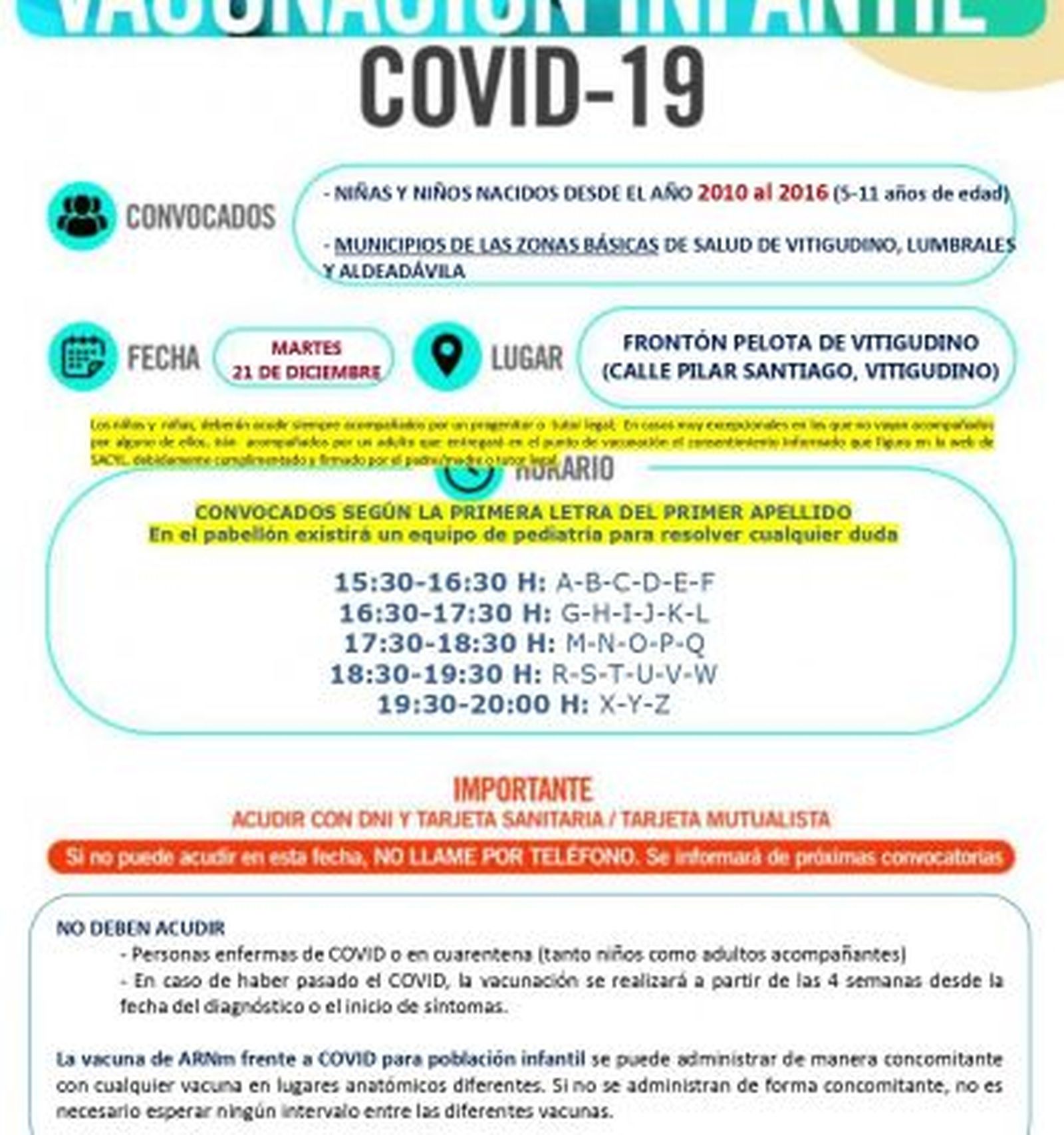 VITIGUDINO ALDEADÁVILA LUMBRALES 21 DICIEMBRE 2010 2016 1ª Pfizer