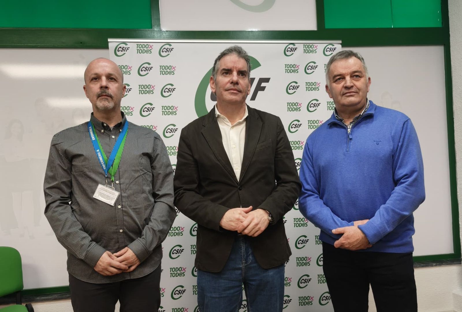 De izquierda a derecha: Antonio Grande, responsable del sector de Sanidad de CSIF Salamanca, Benjamín Castro, presidente autonómico de CSIF, y Gabriel de la Iglesia, responsable del sector de la Administración General de la Junta de CSIF en Salamanca