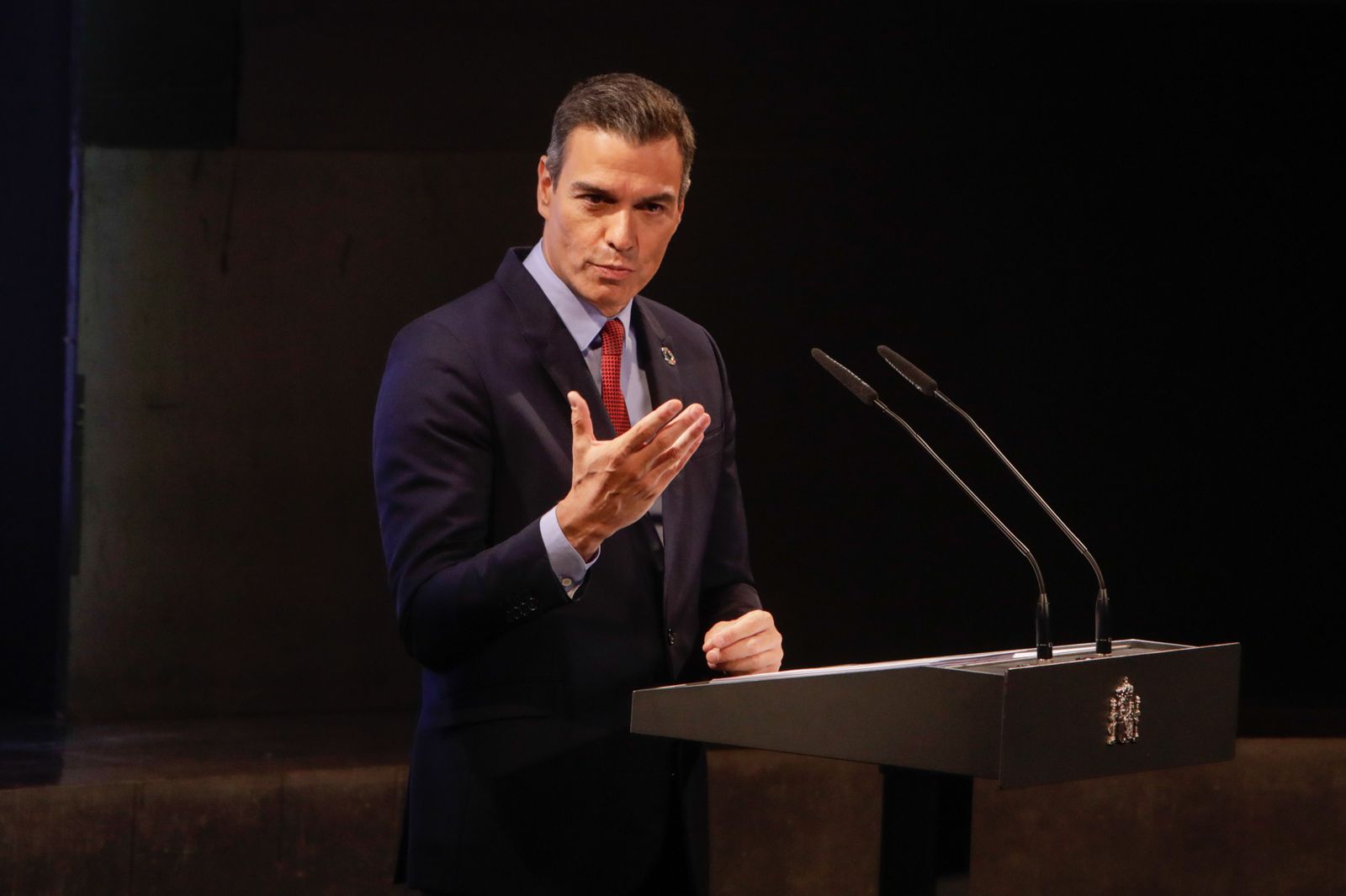 El presidente del Gobierno, Pedro Sánchez ofrece una conferencia bajo el título 'España puede. Recuperación, Transformación, Resiliencia' .