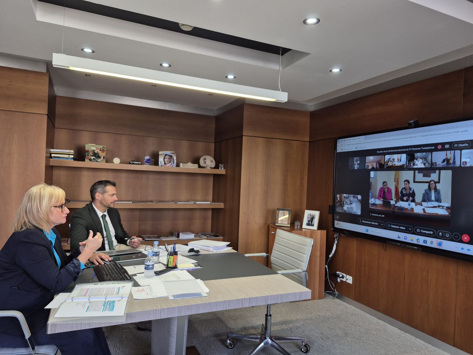 La consejera de Industria, Leticia García, en la reunión sectorial telemática