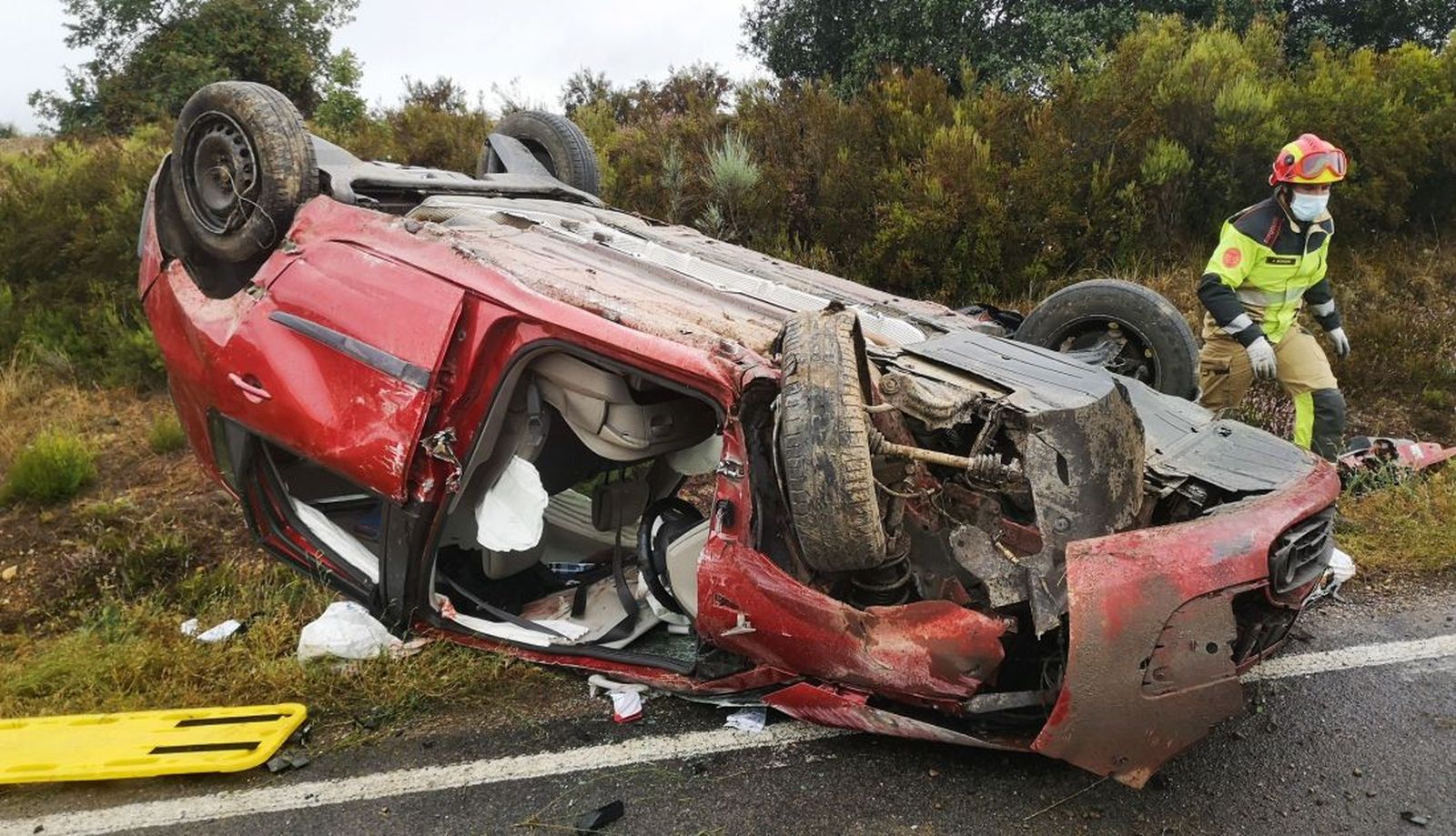 Estado en el que quedó el vehículo tras el vuelco. ICAL