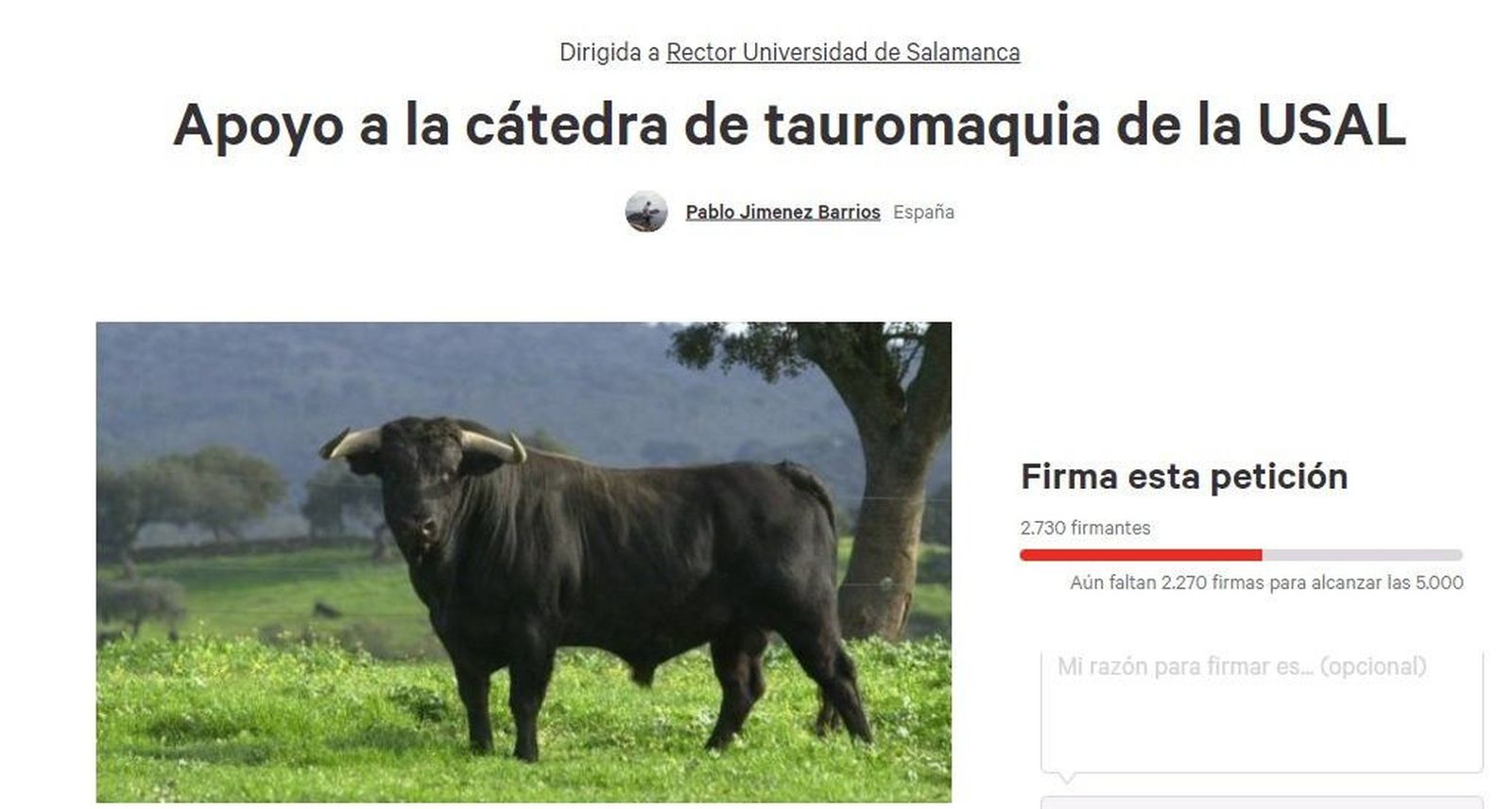 ...Y otra propuesta en la misma plataforma muestra su apoyo a la Cátedra