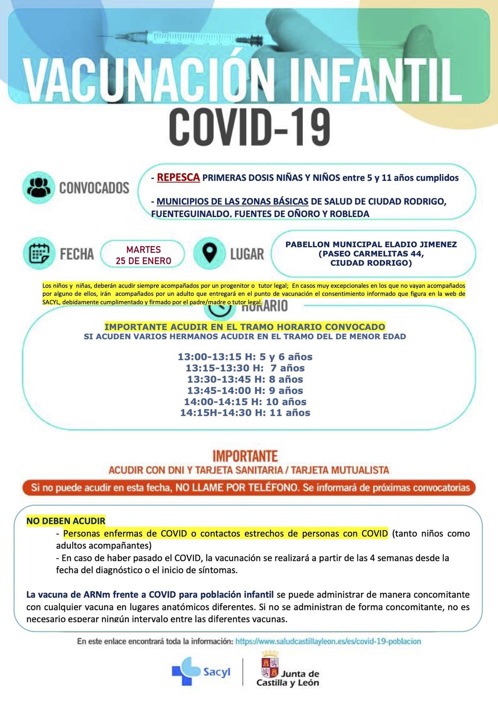 3. CIUDAD RODRIGO PABELLÓN REPESCA VACUNACIÓN INFANTIL 25 ENERO 2010 2016 1ª Pfizer