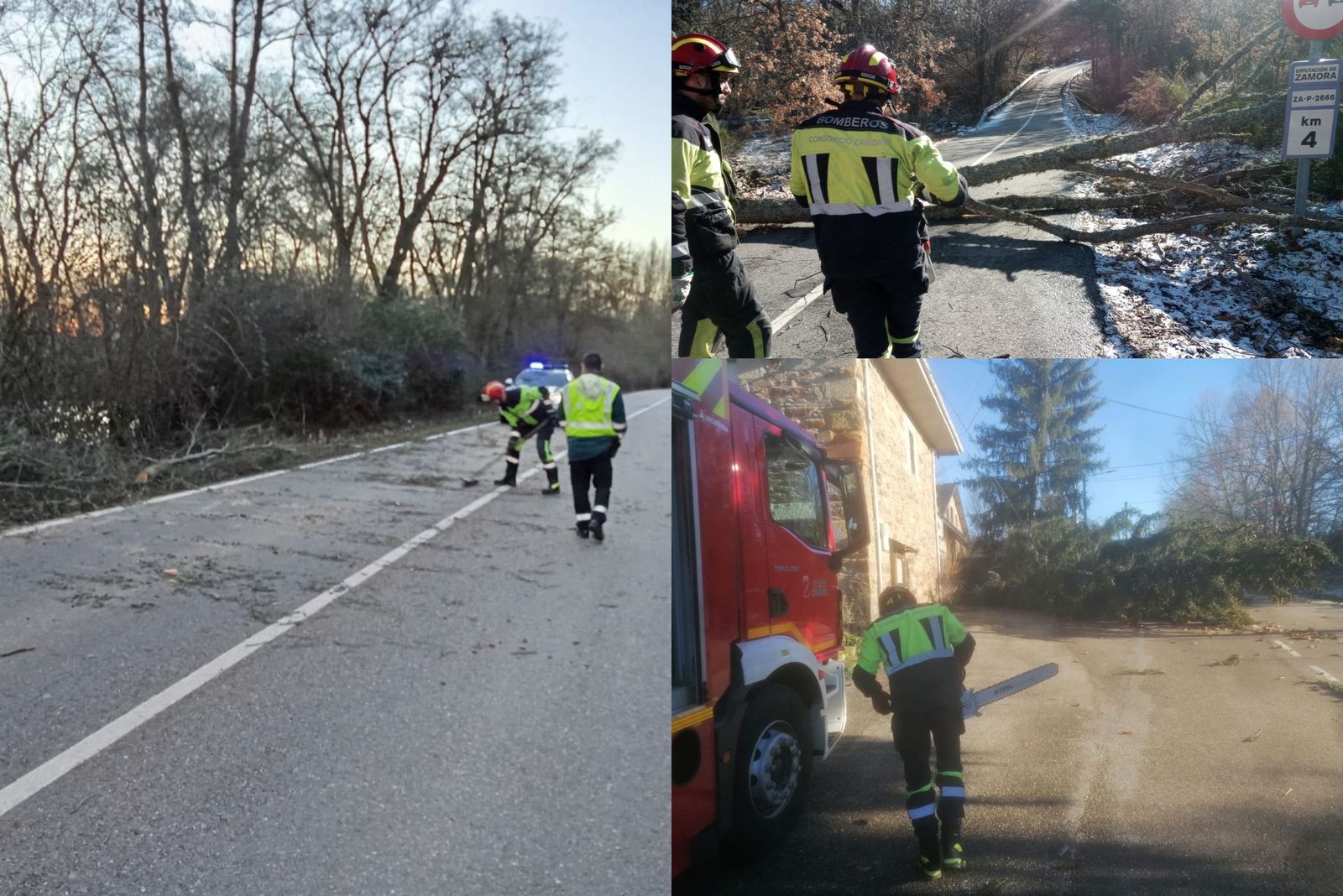 Diferentes actuaciones realizadas por los bomberos tras las incidencias que han provocado los fuertes vientos
