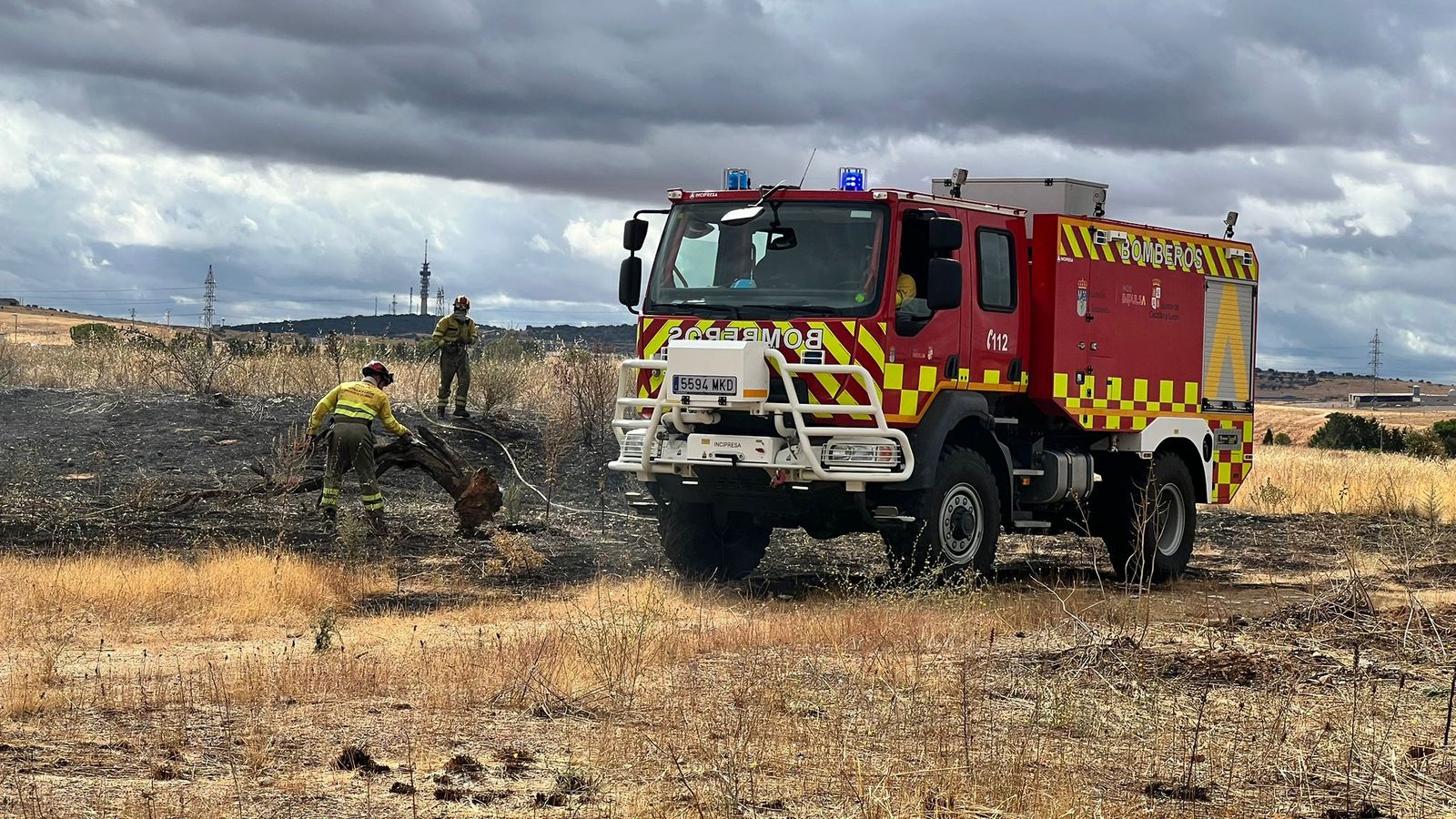 Incendio en unas tierras en Chamberí