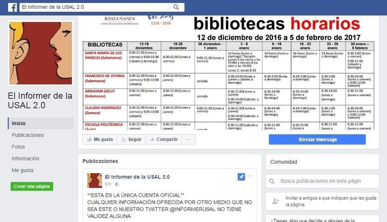 Cambios obligados en 'El Informer de la USAL' debido a problemas técnicos