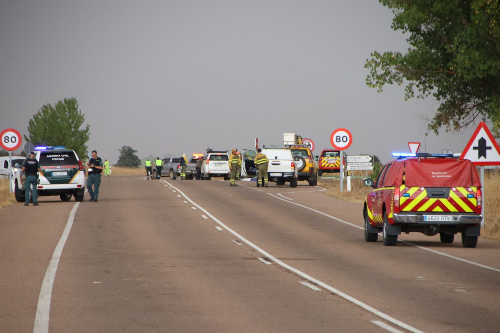 Un incendio de nivel 2 afecta al entorno rural de Martín de Yeltes