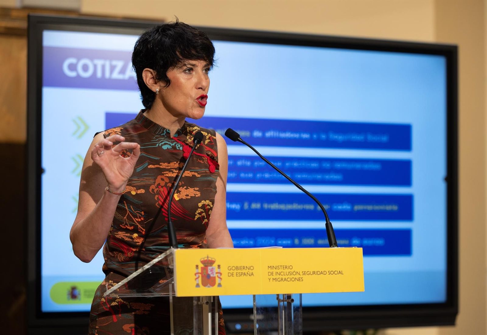 La ministra de Inclusión, Seguridad Social y Migraciones, Elma Saiz, ofrece una rueda de prensa, en el Ministerio de Inclusión, Seguridad Social y Migraciones, a 9 de enero de 2025, en Madrid (España). - Eduardo Parra - Europa Press La ministra de Inclusión, Seguridad Social y Migraciones, Elma Saiz, ofrece una rueda de prensa, en el Ministerio de Inclusión, Seguridad Social y Migraciones, a 9 de enero de 2025, en Madrid (España). - Eduardo Parra - Europa Press