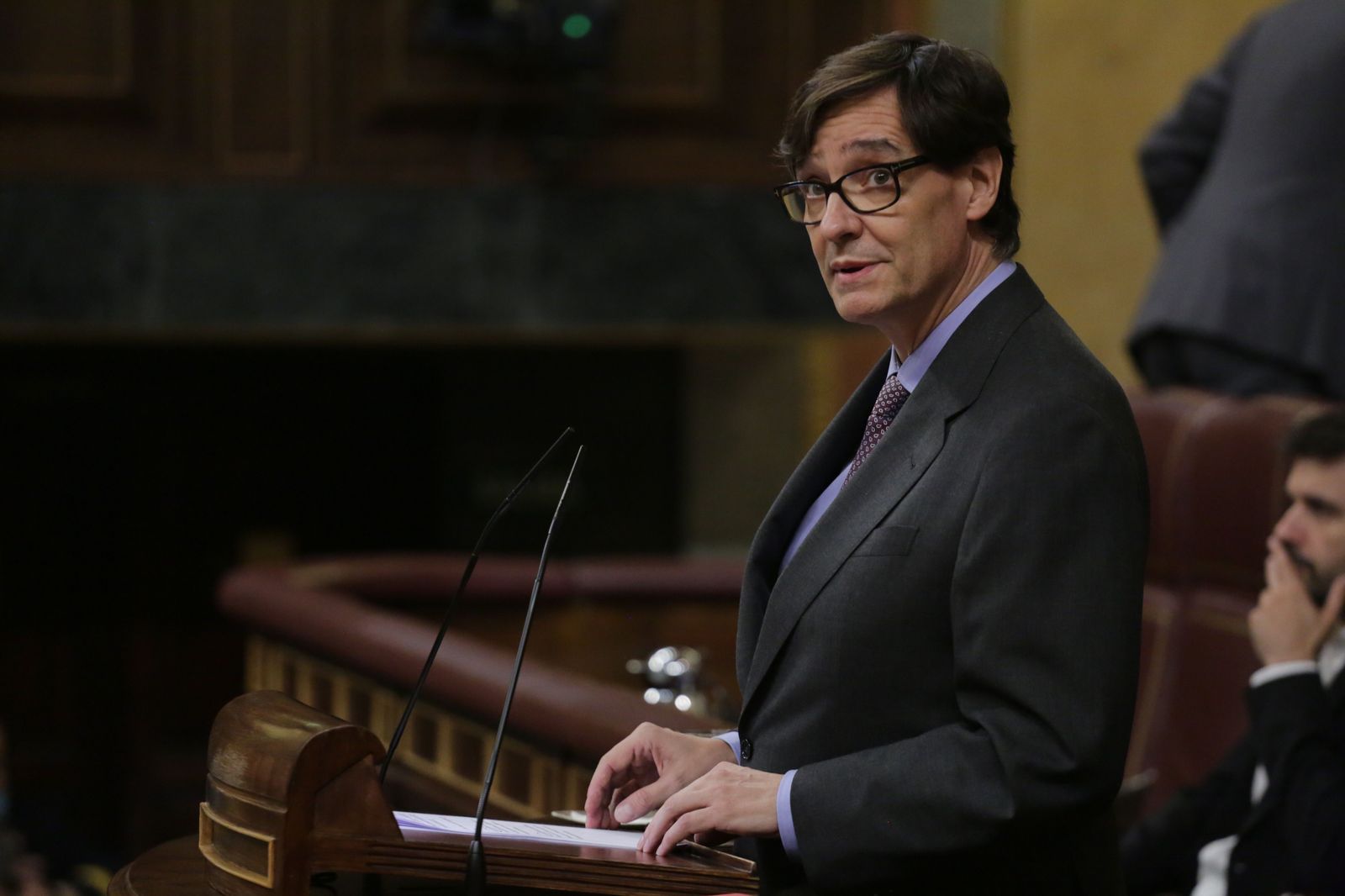 El Ministro de Sanidad, Salvador Illa, durante su intervención en una sesión plenaria en la que además se debate el Decreto Ley 21/2020, o decreto de la ‘nueva normalidad’, que rige en España