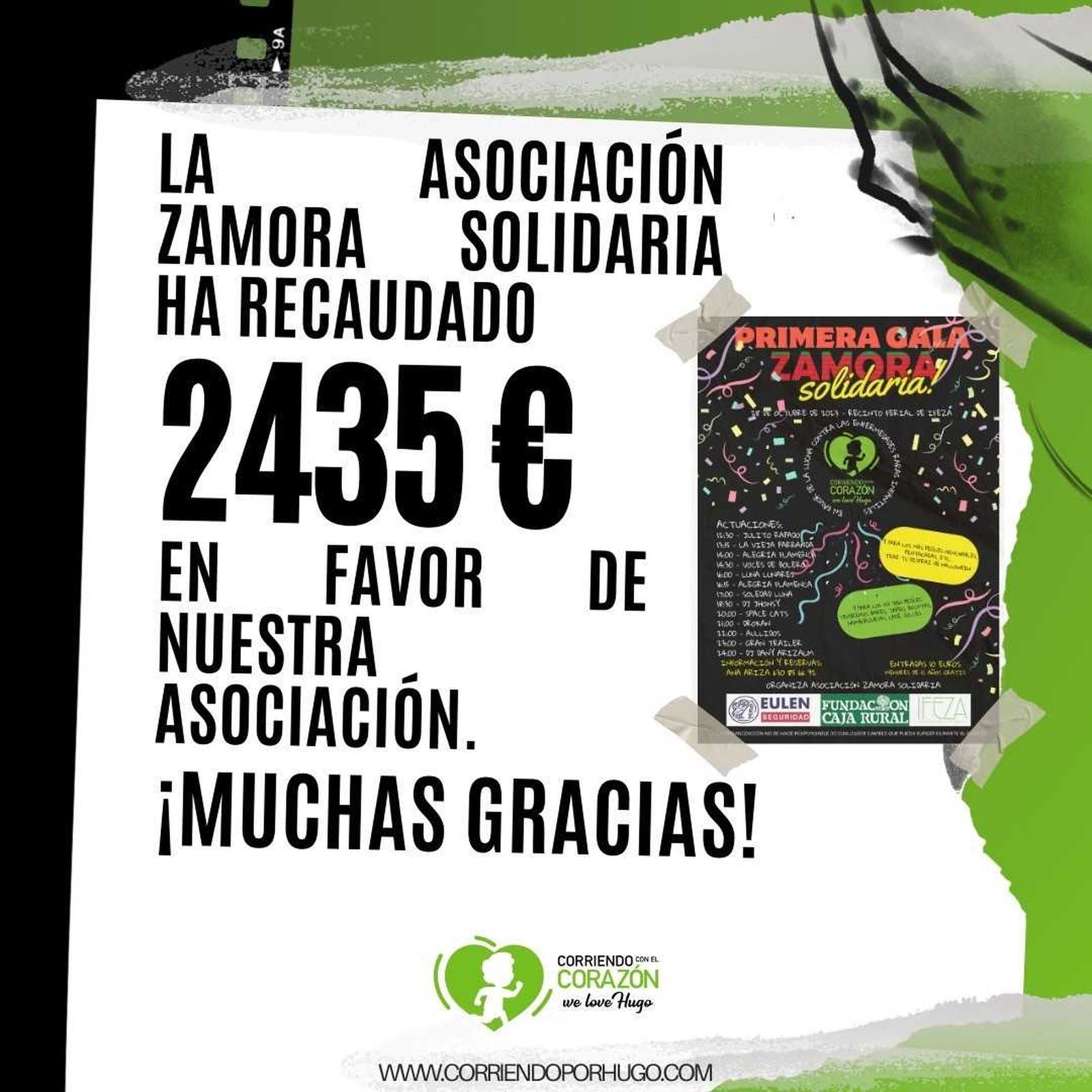 Casi 2500 euros de recaudación en la primera gala a favor de ‘Corriendo con el Corazón por Hugo’.