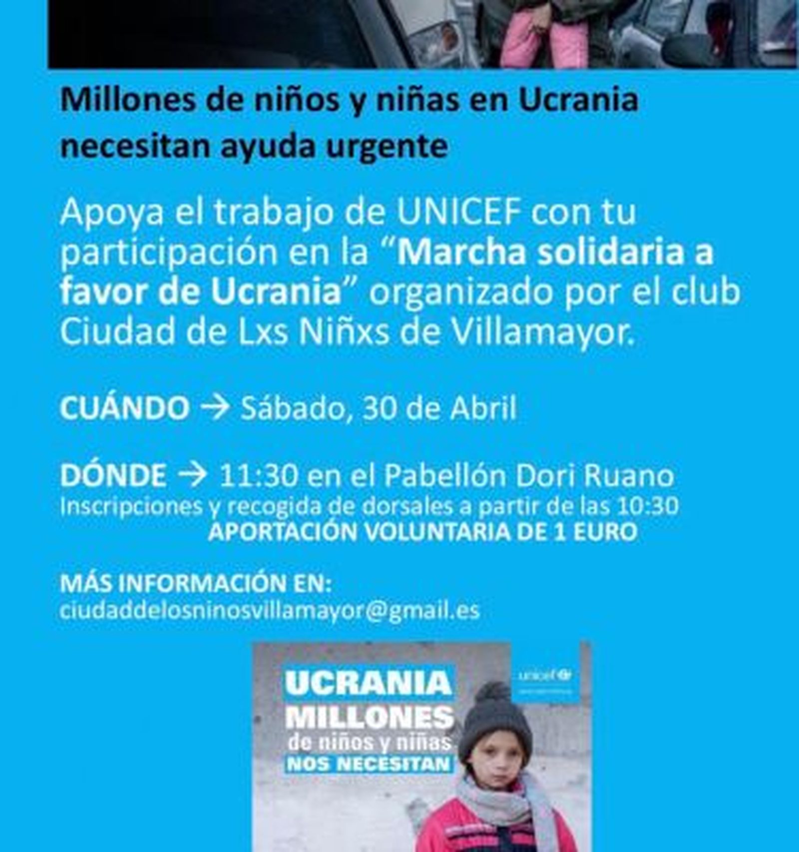 Cartel de la marcha solidaria organizada por el CEIP Ciudad de los Niños de Villamayor | CEIP Ciudad de los Niños de Villamayor