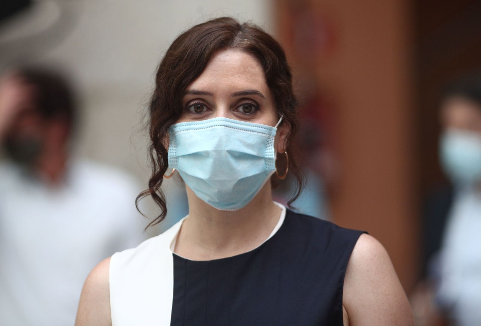 La presidenta de la Comunidad de Madrid, Isabel Díaz Ayuso, en el patio de la Real Casa de Correos de la Puerta del Sol, en Madrid (España) a 13 de julio de 2020.