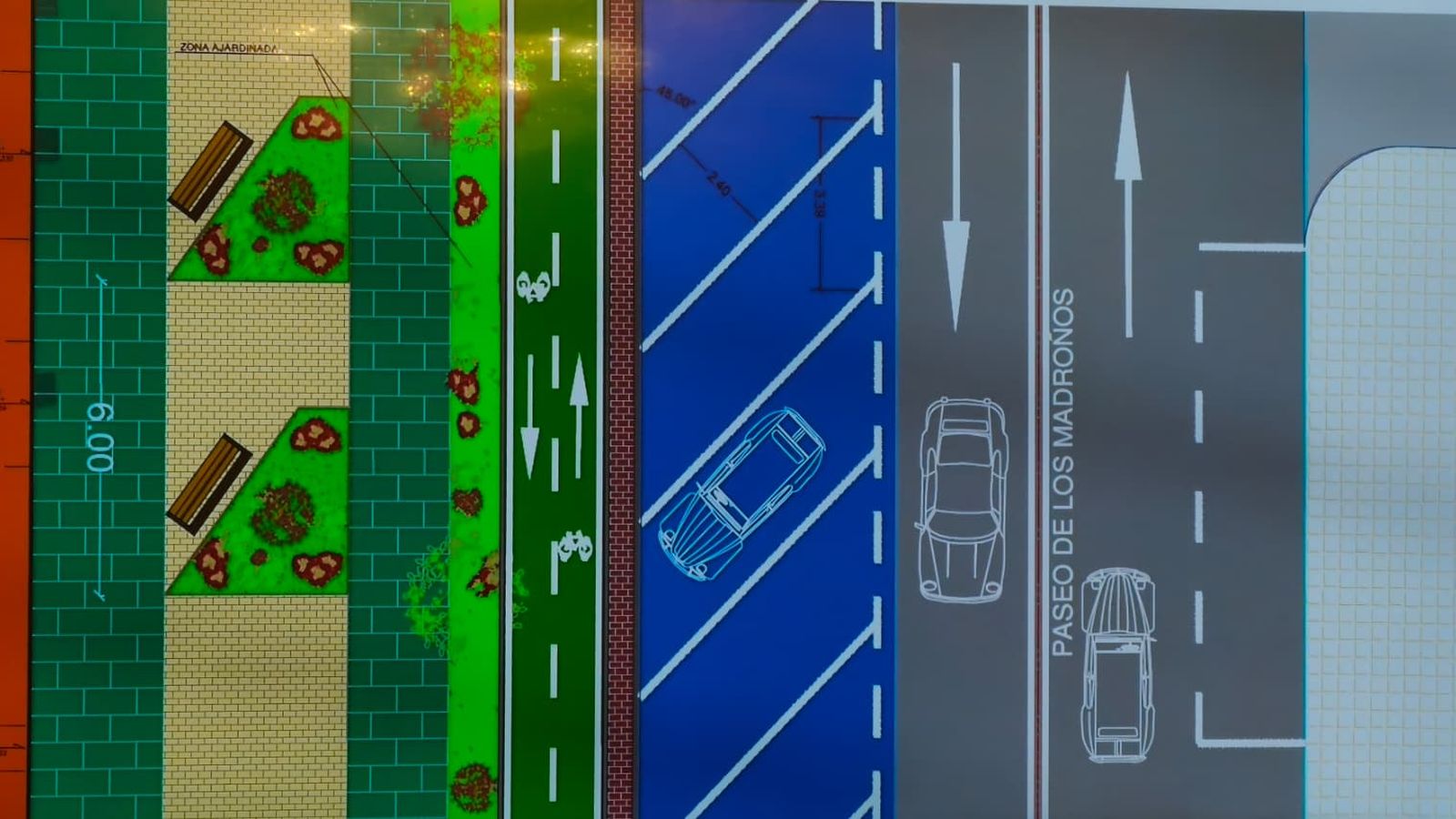 Aparcamiento en el paseo de los Madroños