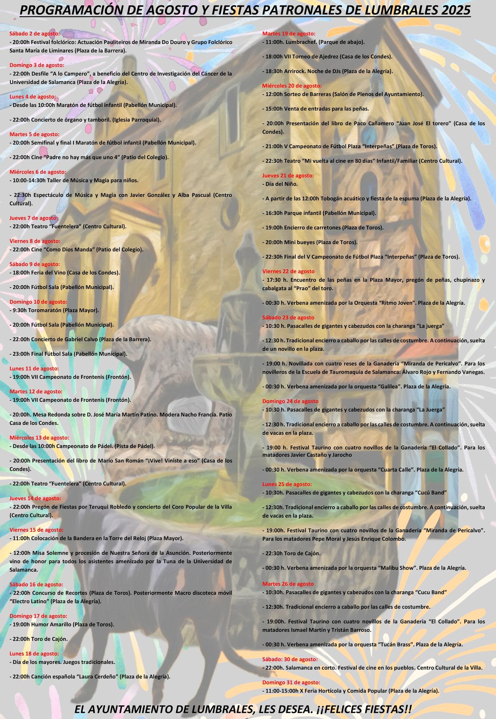 Programa de fiestas de Lumbrales 2025
