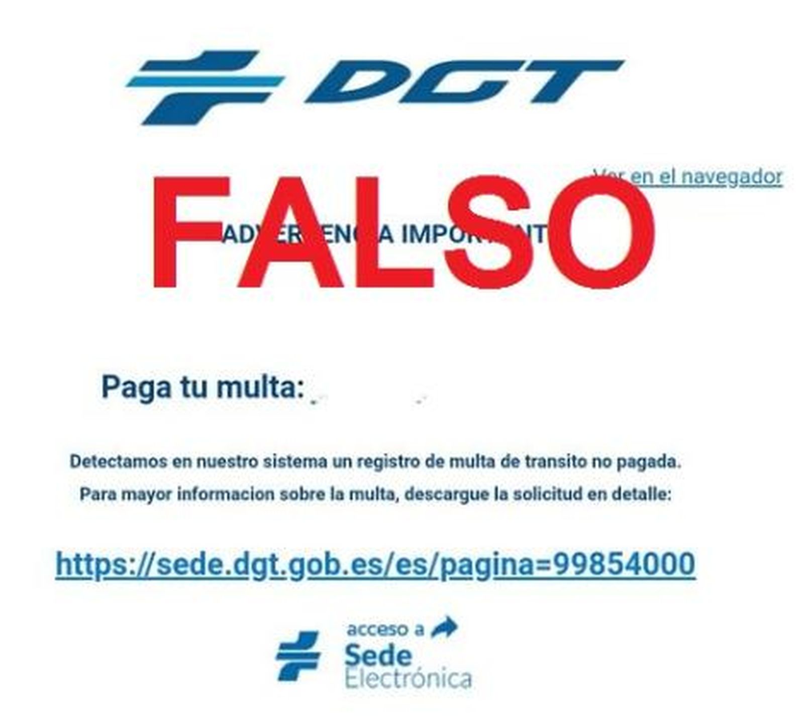 Multa falsa de la DGT