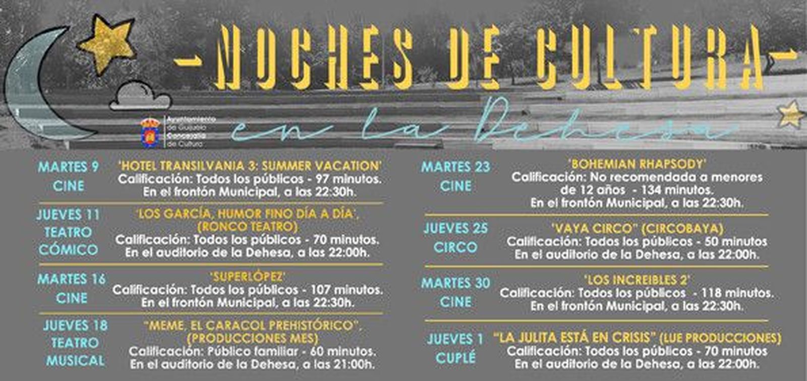 Noches de Cultura 2019 programa