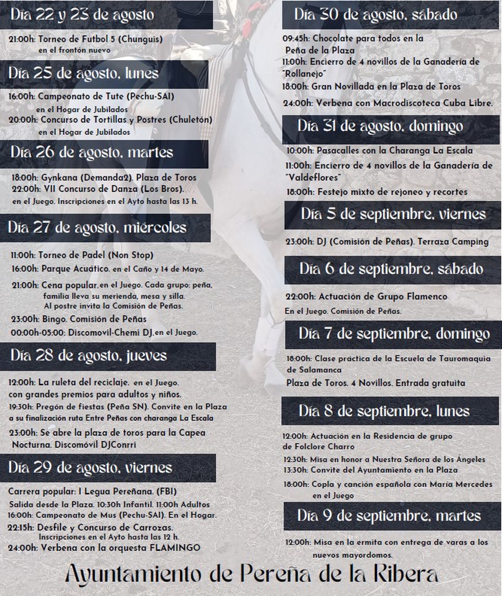 Programa de fiestas Pereña de la Ribera