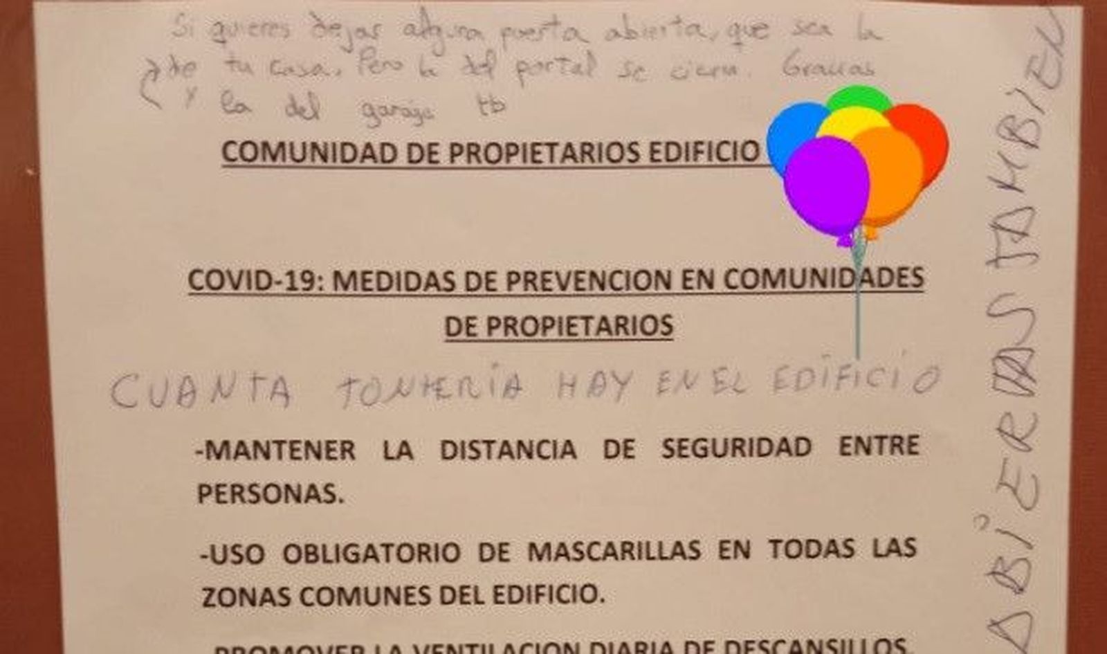 Cartel comunidad de vecinos