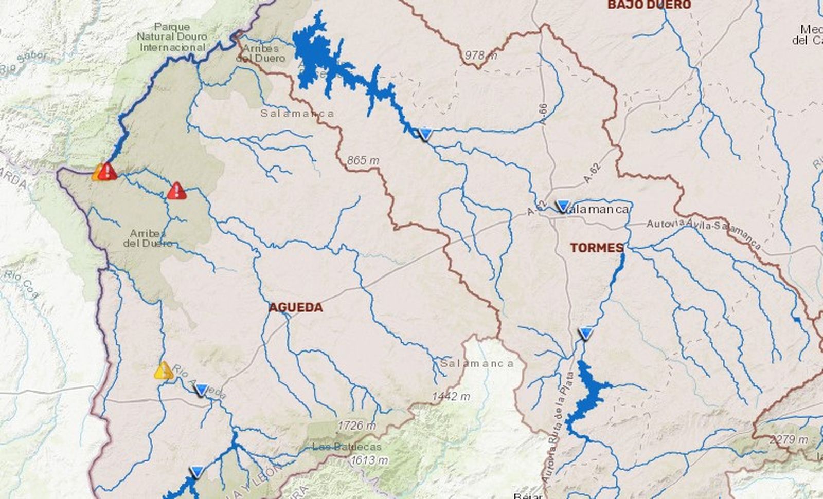 Situación de los ríos de Salamanca 29 enero 2026 a las 19.20 horas de la tarde