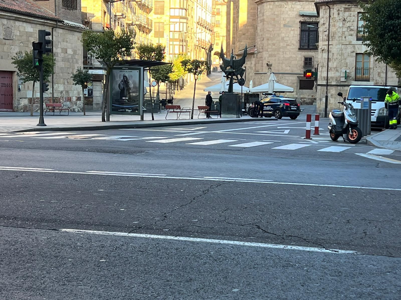 Policía Nacional presente en la Gran Vía de Salamanca en la mañana de este domingo | Salamanca 24 Horas