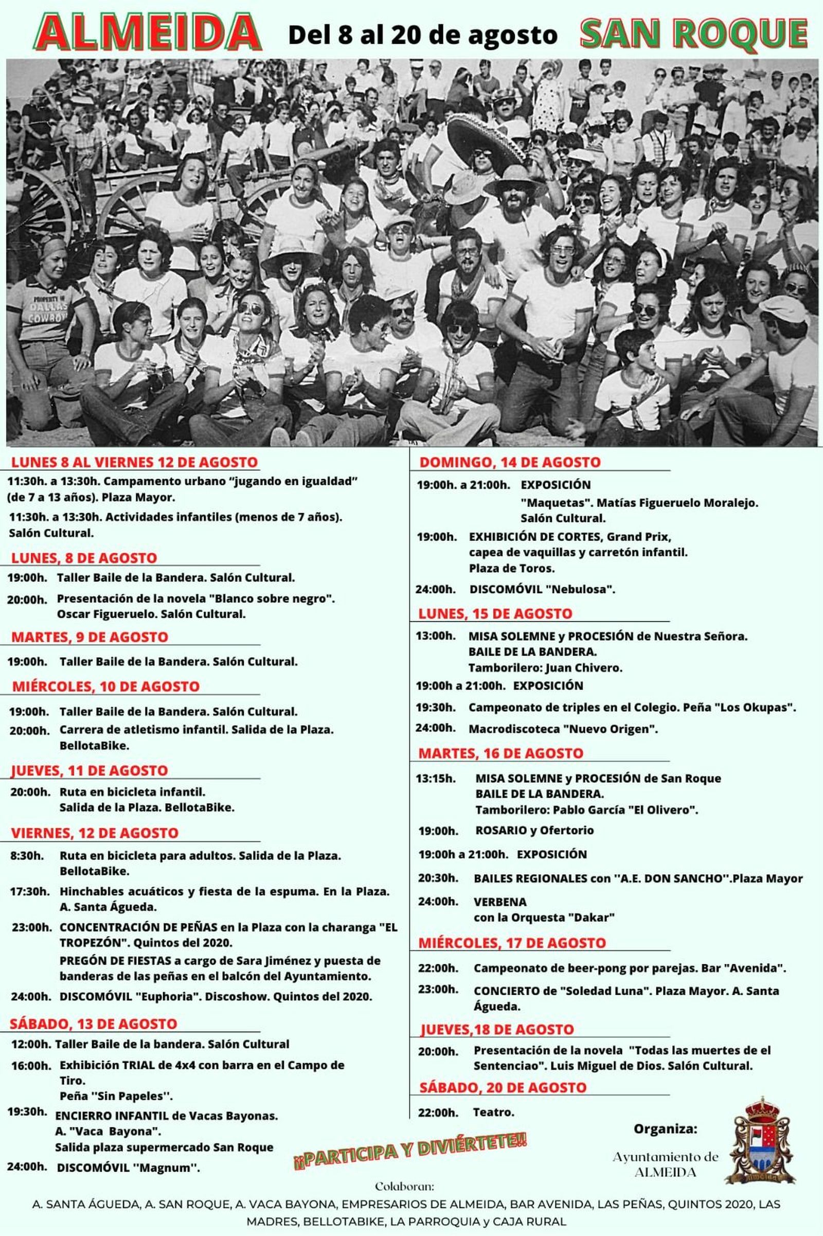 Programa de fiestas de San Roque en Almeida de Sayago