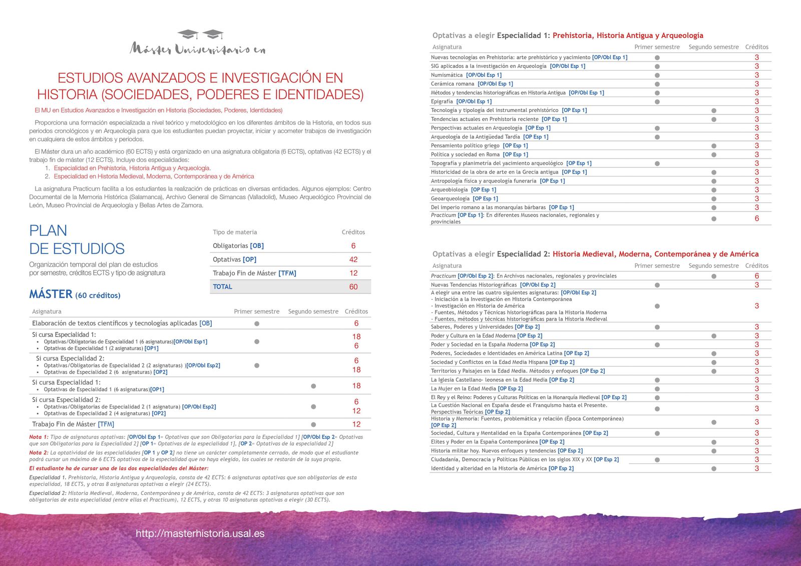 Folleto del Máster en Estudios Avanzados e Investigación en Historia (Sociedades, Poderes, Identidades) 