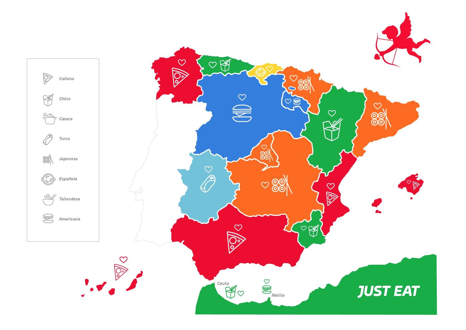 Mapa San Valentín Just Eat