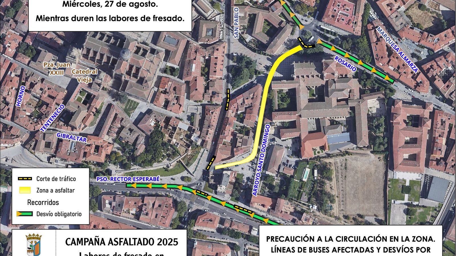 Cortes de tráfico desde este miércoles en Arroyo de Santo Domingo y el puente de Felipe VI