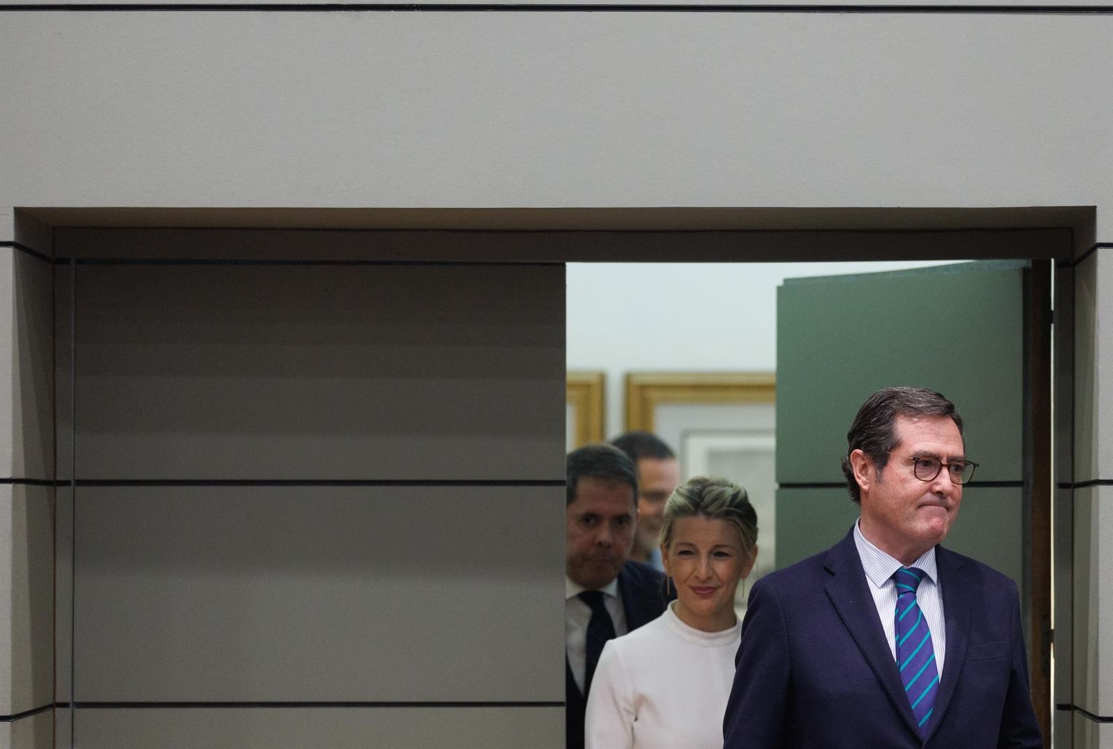 Archivo - (I-D) El presidente de CEPYME, Gerardo Cuerva, la vicepresidenta segunda y ministra de Trabajo y Economía Social, Yolanda Díaz, y el presidente de la CEOE, Antonio Garamendi. - Eduardo Parra - Europa Press - Archivo