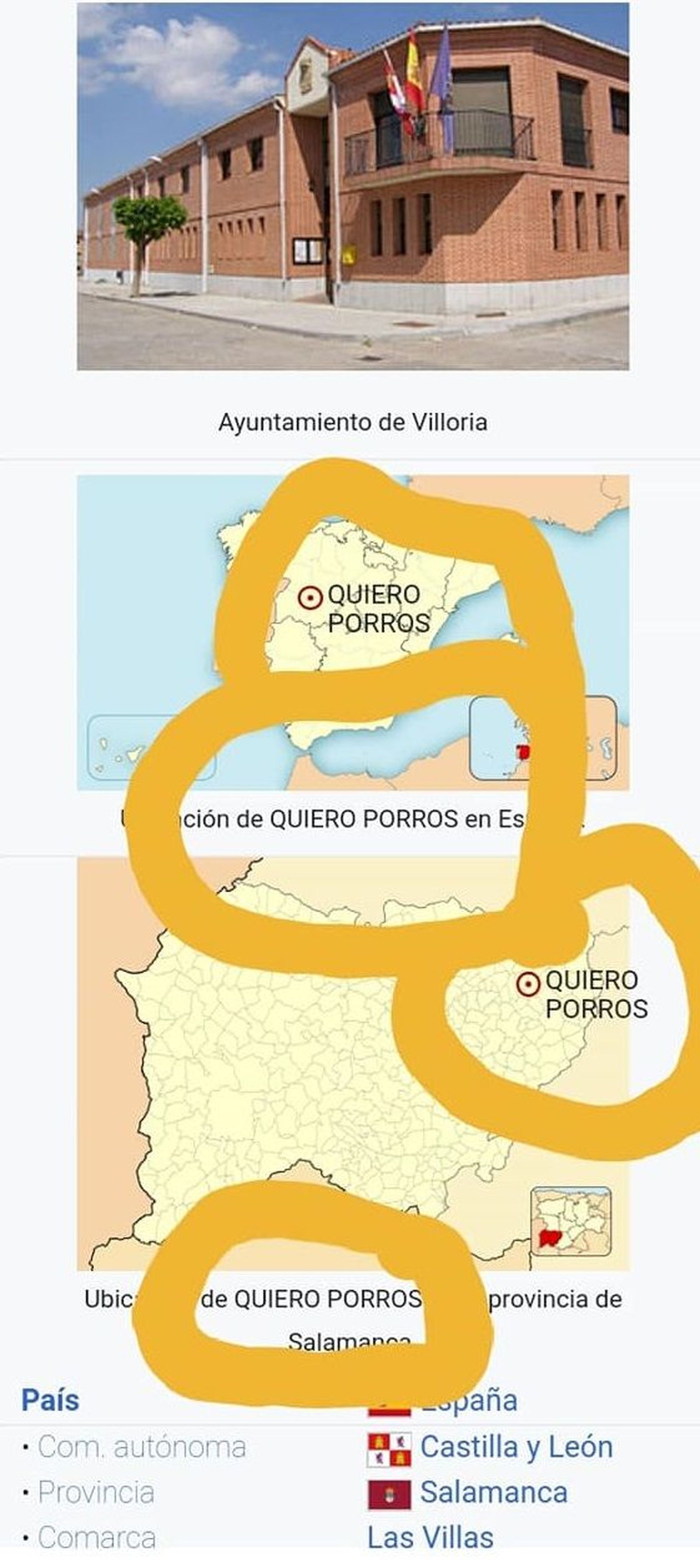 Cambio de nombre al Ayuntamiento de Villoria en Wikipedia