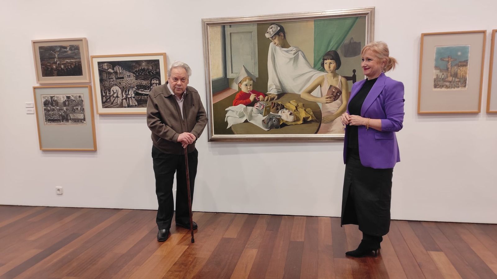 Antonio Pedrero y Leticia García en la inauguración de la exposición ‘Antonio Pedrero. Zamora en la mirada’.